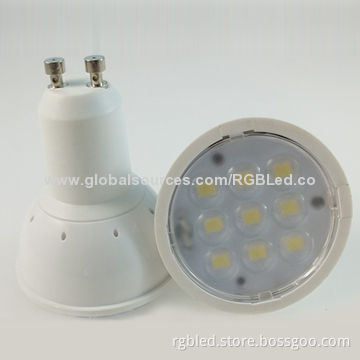 GU10 bulb, 5730SMD, 9 LEDs, 4.5W, 450lm, 60 degrees with thermal conductive plastics material